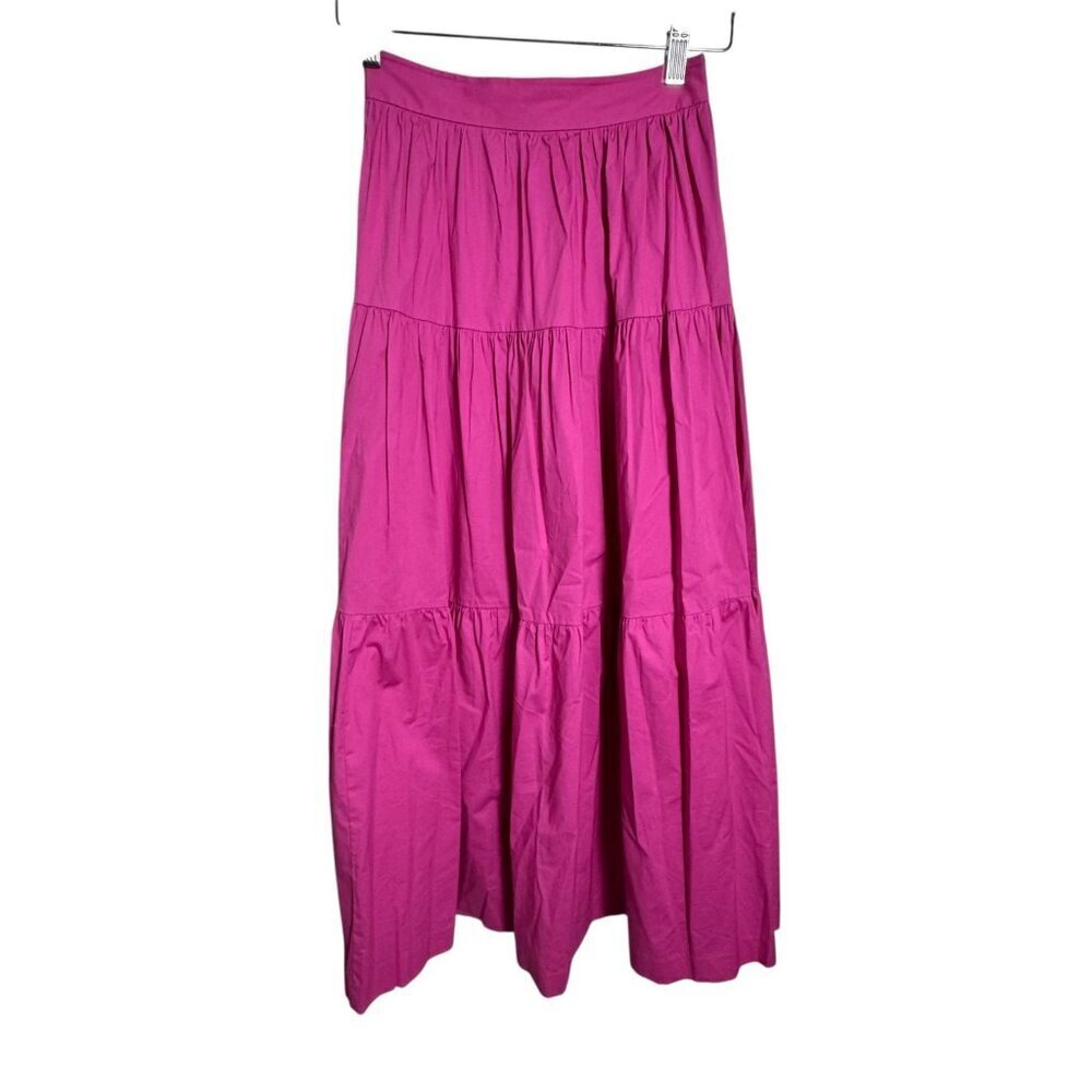 STAUD Womens Sea Tiered Maxi Skirt Hot Pink size 00 - Picture 2 of 7